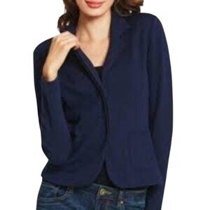 Cabi Navy Blue Black Accents Knit Blazer Jacket Size XL